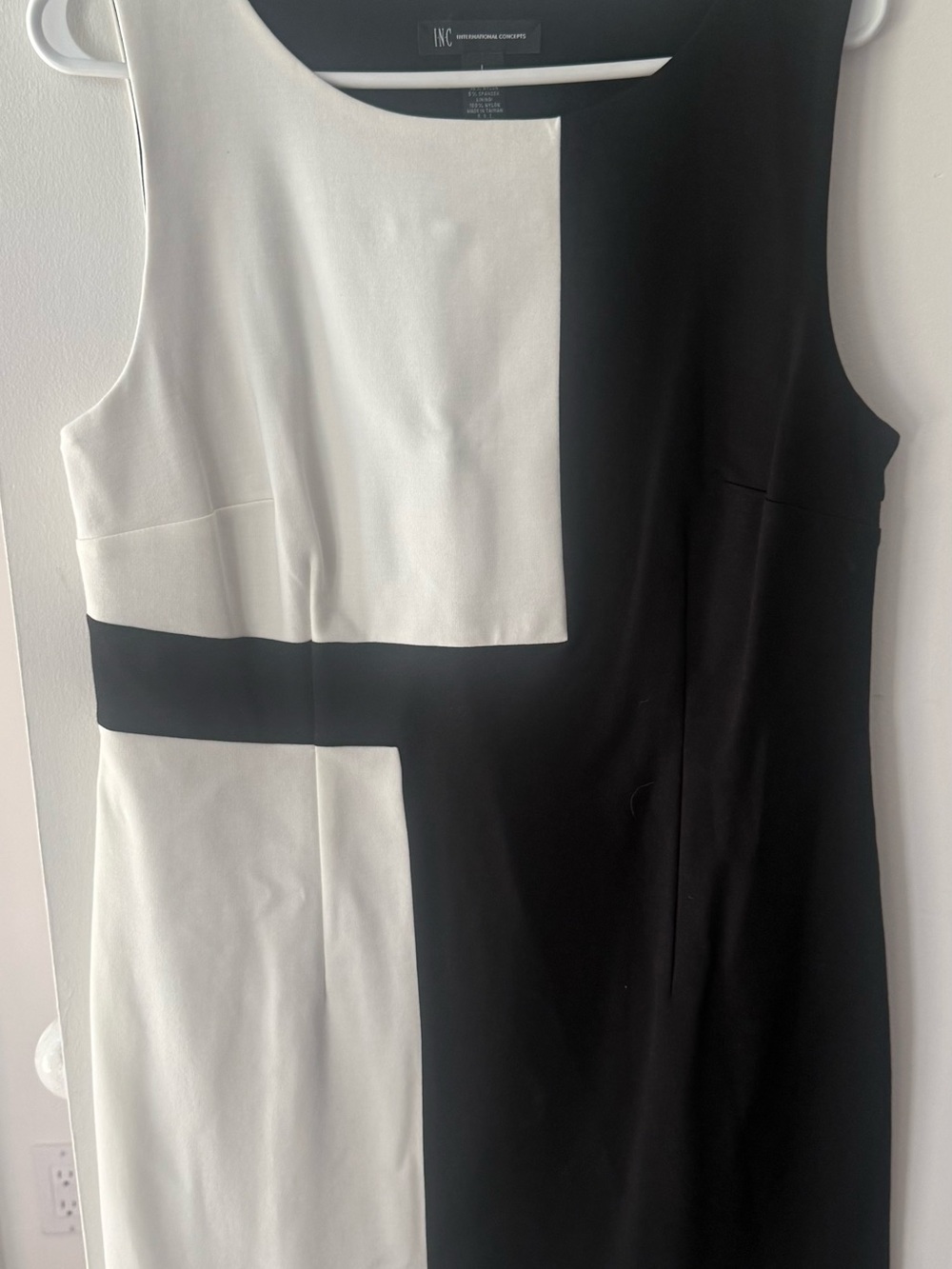 INC International Concepts Black and White Colorblock Midi Dress